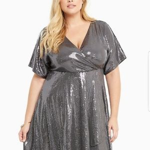 Torrid Sequin Surplice Faux Wrap Dress - NWOT